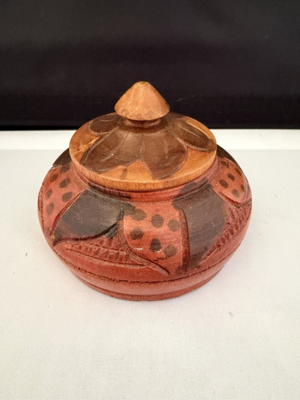 Trinket Box Hand Carved Wooden Floral Design Boho Southwestern